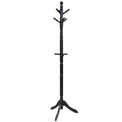 Helloshop26 - Verstellbare Garderobe mit 9 Haken 50 x 50 x 138–175 cm platzsparend stabil modernes Design schwarzes Gummibaumholz 20_0018492