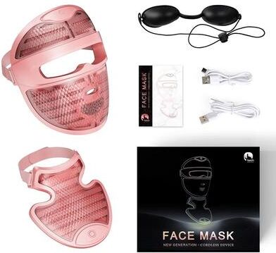 Uplift Picks LED Face And Neck Mask With 7 Color Red Light Therapy pink