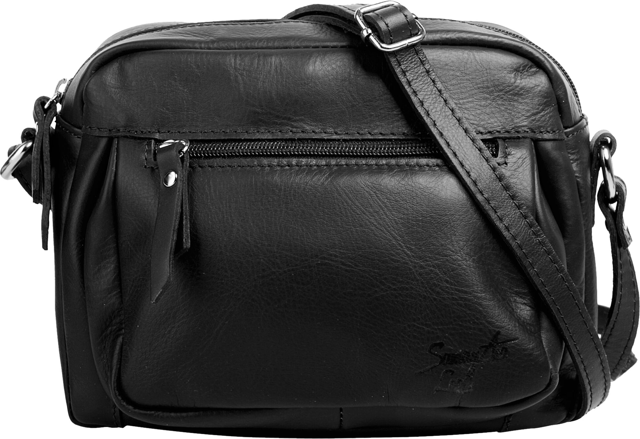 Umhängetasche SAMANTHA LOOK "SAMANTHA LOOK Damen echt Leder", Damen, Gr. B/H/T: 23cm x 18cm x 5cm onesize, schwarz, Leder, unifarben, Taschen Umhängetasche, echt Leder