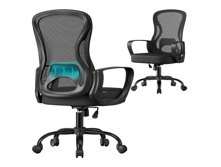 Drehstuhl ergonomisch Lumbalstütze schwarz Mesh