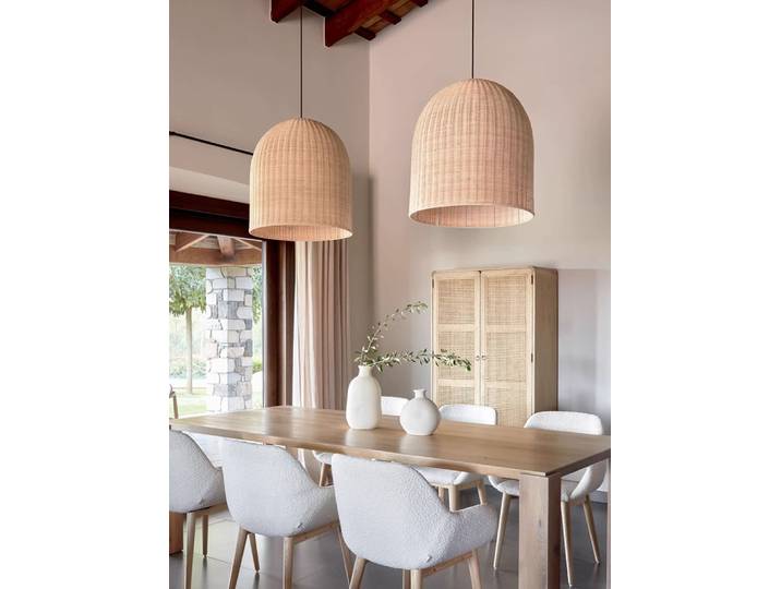 Minimaliste Wabi Sabi E27 plafond Led lustre salle à manger rétro rotin rond jardin lumières éclairage moderne décoration de la maison