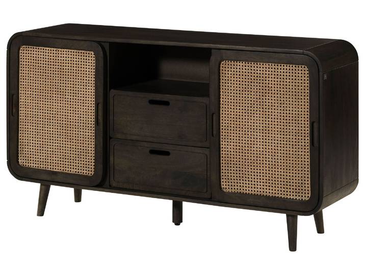 Buffet Bas Manguier Gris Foncé Laqué 150x40x80 Cm Partiellement Assemblé Valencia 218