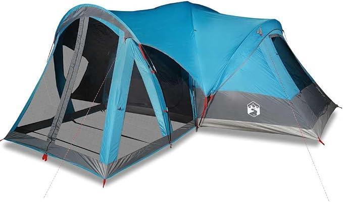 Tipi Familienzelt 8 Personen für Camping und Outdoor, Großes Tipi-Zelt mit 2 Schlafkabinen und Vorzelt, 490x459x196cm Gruppenzelt aus Polyester mit E-Anschluss, Grün
