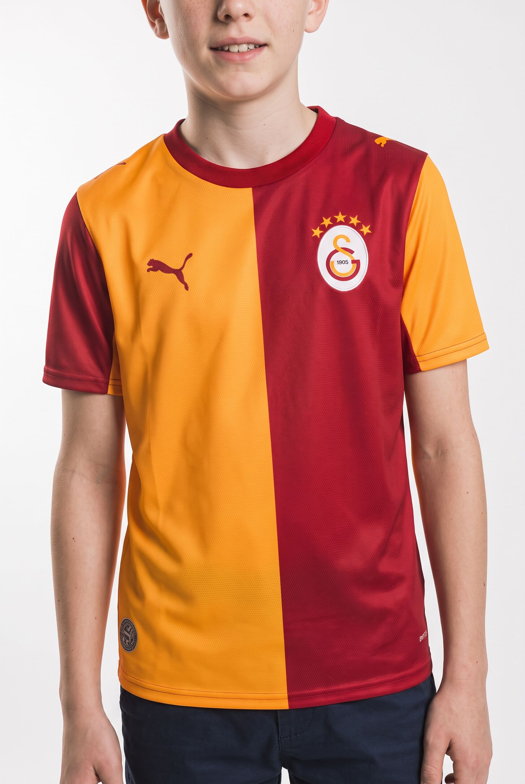 Fussballtrikot PUMA "GSK HOME JERSEY REPLICA JR", Kinder, Gr. 128, rot (schwarz cherry, summer sunset), Web, Obermaterial: 100% Polyester, unifarben, regular fit normal, Rundhals, Trikots Fussballtrikot, für Kinder, für sportliche Aktivitäten, leichtes Tr