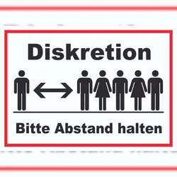 HB-Druck Diskretion Bitte Abstand halten Schild Rücksichtnahme A4 (210x297mm)