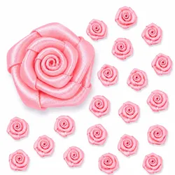 Creativery Satinrosen 2cm 20 Stück Stoffblumen zum Basteln Dekorieren Hochzeit Geschenkverpackung Blütendeko Tischdeko Handarbeit Stoffrosen Deko Hellrosa