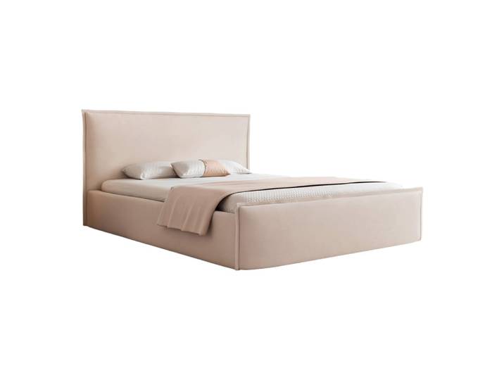 Lit avec rembourrage en velours 120x200 cm, beige