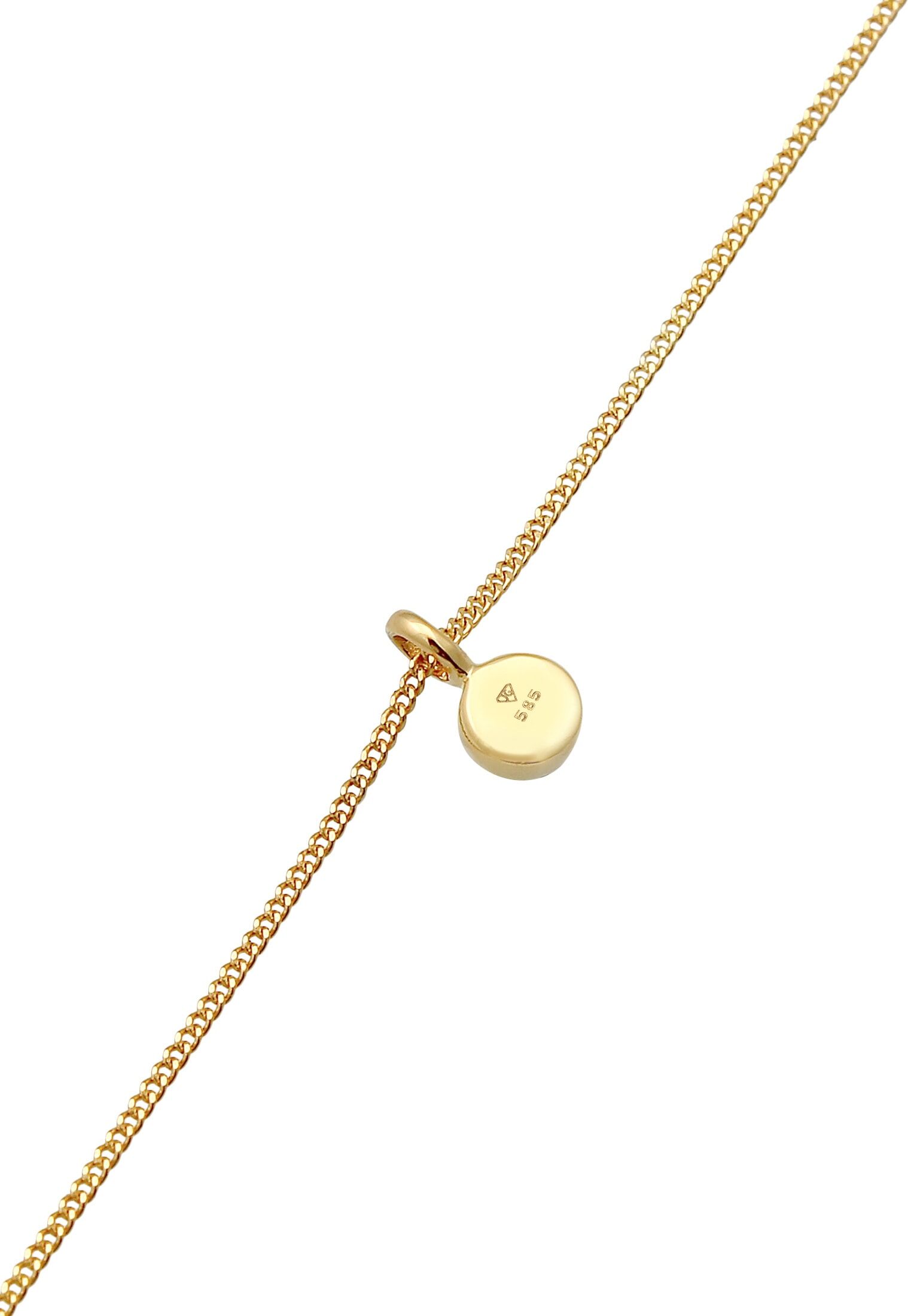 Choker ELLI PREMIUM "Halskette Choker Mondstein Anhänger 585 Gelbgold" Gr. 36, gold, Halsketten, Damen, mit Steinen, Gelbgold 585, Choker
