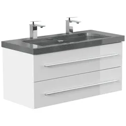 Badmöbel Granit G654 YAMO 100 cm 2 Hahnlöcher SoftClose in versch. Ausführungen