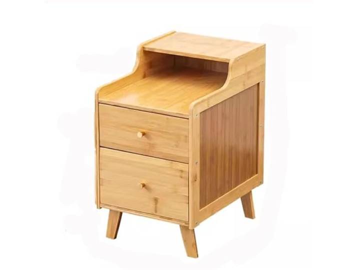 xiuling4568 Nachttisch aus Holz for kleine Räume, mit Zwei Schubladen, Originalfarbe Holz/Dunkelbraun, Nachttisch, schmaler Seitenschrank, Nachttischmöbel(Color,Small)