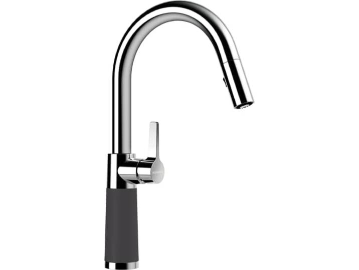 SCHOCK Küchenarmatur SC-520 Dusk – graue hochdruck Armatur CRISTADUR mit ausziehbarer Schlauchbrause und Standard Norm-Anschlüssen