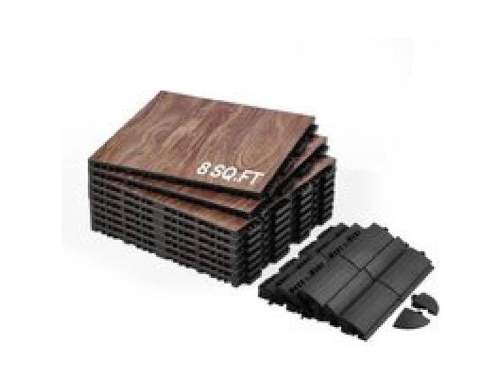 VEVOR Bodenbelag-Set, Tanzbodenfliesen, 315x315 mm, 9-teiliger ineinandergreifender Tanzboden, tragbarer Tanzübungsboden mit gepolsterter Basis (Eichenholzmaserung, 9 Quadratfuß/Karton)