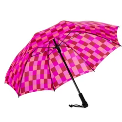 Euroschirm Swing Regenschirm - STK - rosa / rot kariert