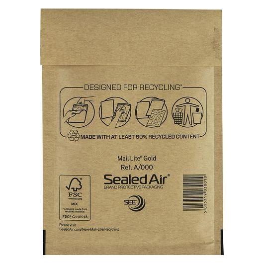 Sealed Air Versandtasche A/000 Gold 110 mm x 160 mm (100 Stk.) (103027400)