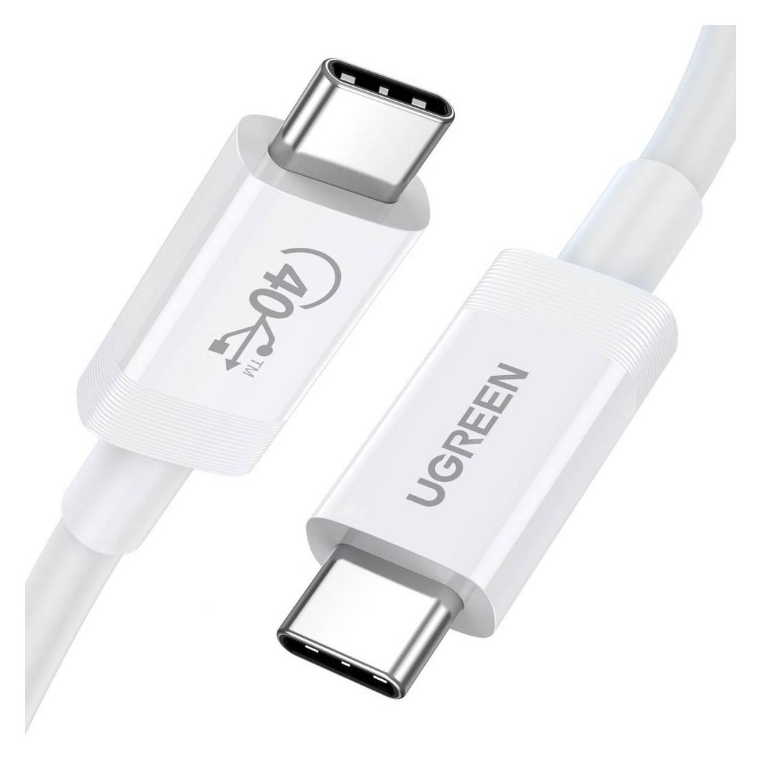 Ugreen USB-C to USB-C USB4 Cable, 40Gbps, 0.8m (White) (40113)