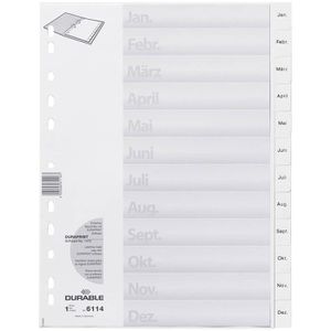 Durable Register 6114-02, A4, Jan.-Dez., Kunststoff, 12-teilig, weiß