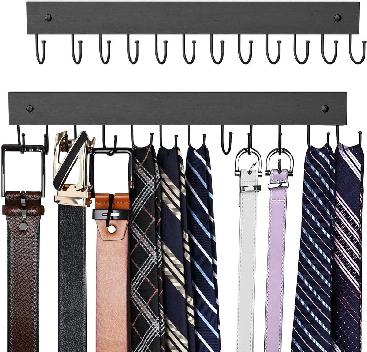 Zwarte Riemhanger Organizer met 24 Houders en 180° Draaifunctie voor je Garderobe