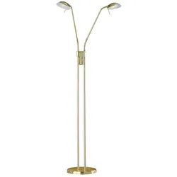 Stehlampe Stehleuchte Touchdimmer Wohnzimmerleuchte messing LED 2 flammig 160cm
