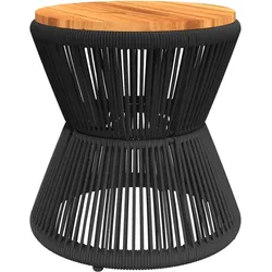 vidaXL Couchtisch mit Drahtgestell Schwarz Ø 45x44 cm Akazienholz