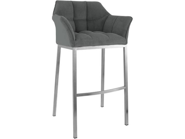 CLP Barhocker Metall Grau, 64x110x48 cm, Esszimmer, Barmöbel, Barhocker