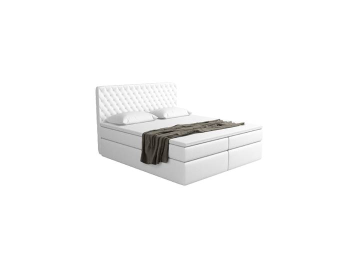 Design Boxspringbett „Alvara“ mit Ablagefach, Kunstleder Weiss BLOOMINGLOFT Collection
