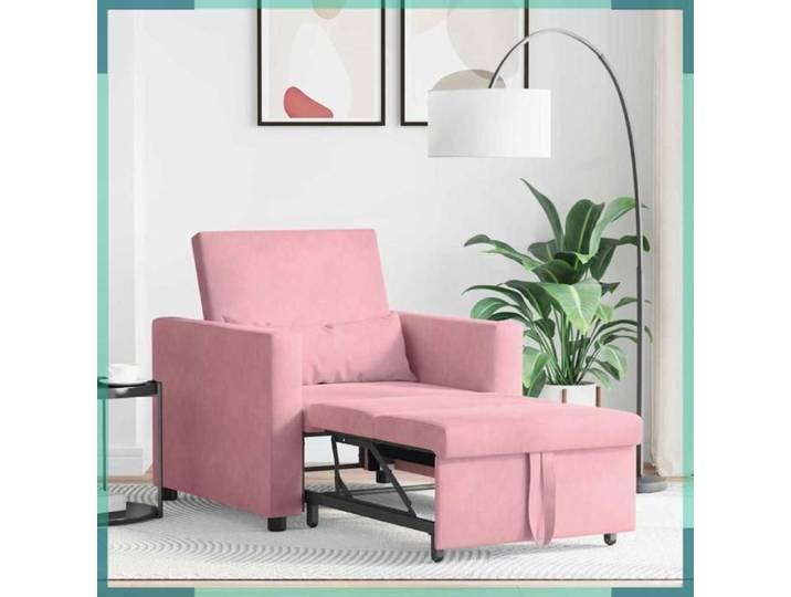 Canapé-lit escamotable simple - 42002701 - Rose clair - Velours - Convertible 90 x 165 x 87 cm