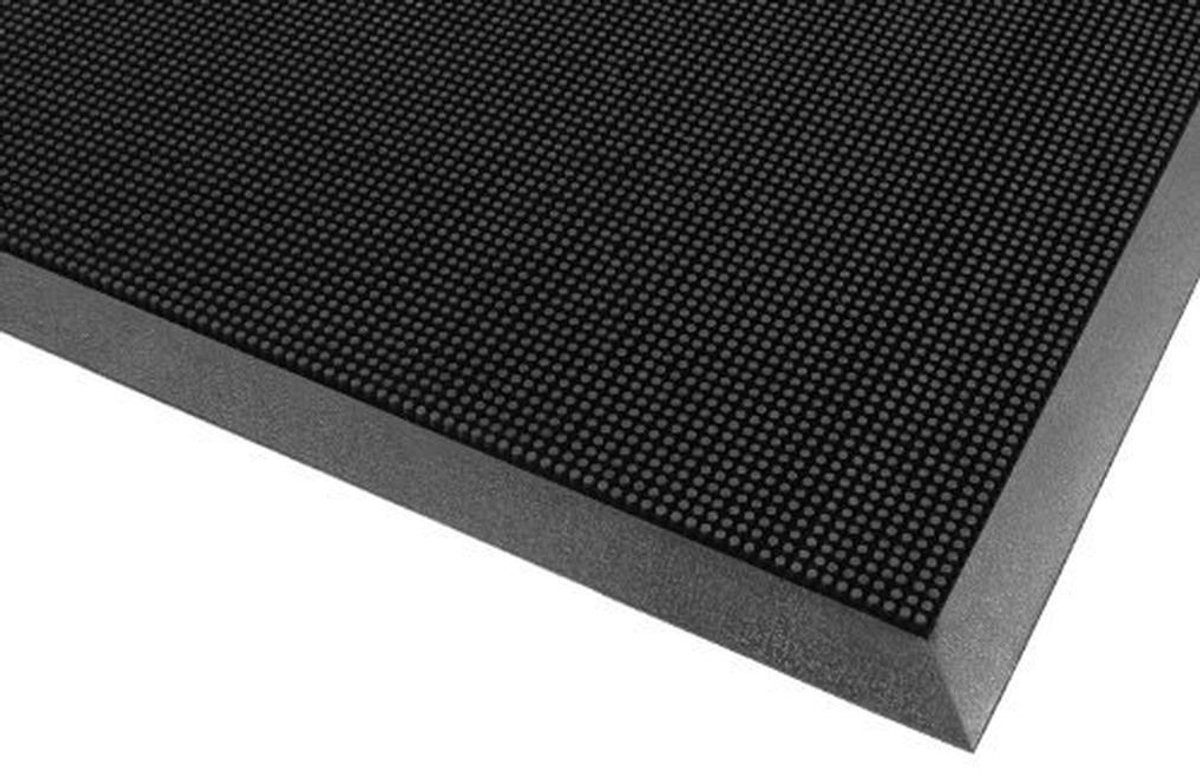 Zwarte Rubberen Borstel Mat Entree Mat met Zuignappen 71 x 117 cm