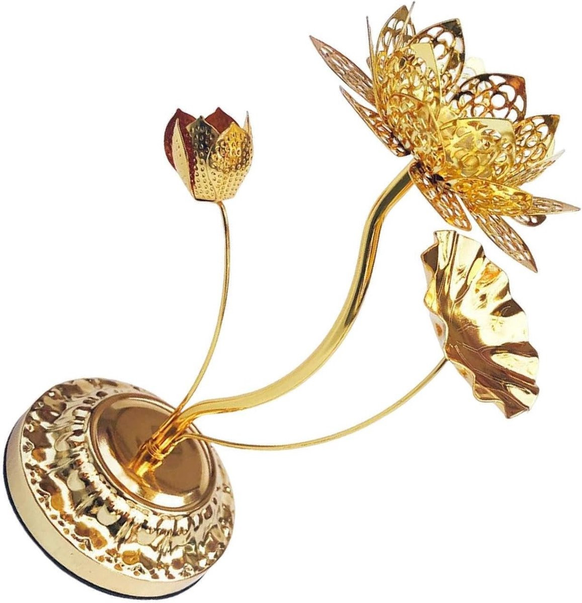 Goudkleurige Lotus Kaarsenstandaard voor Tealights en Taperkaarsen - 20 x 15 cm