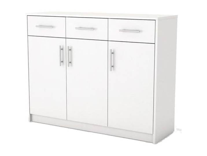 Commode - Marque - 3 portes - 3 tiroirs - Blanc - Style classique intemporel