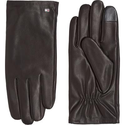 Lederhandschuhe TOMMY HILFIGER "ESSENTIAL FLAG LEATHER GLOVES", Herren, Gr. L (XL), schwarz, Rindsleder, unifarben, Handschuhe, mit Tommy Hilfiger Flagge