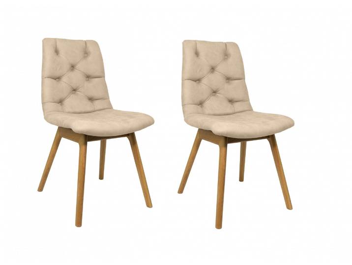 4-Fussstuhl GOODPRODUCT Ramon , beige (beige trelew 9534, eiche natur), B:46cm H:89cm T:57cm, Holzwerkstoff, Massivholz, Polyester, Stühle, 4-Fussstuhl, mit Massivholzbeinen, verschiedene Stoffe und Farben