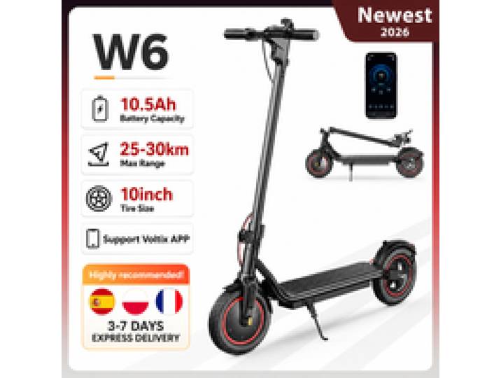 IScooter W6 10 Inch Elektrische Scooter voor Volwassenen, E-Scooter 36V 10.5Ah, Ondersteunt Voltix APP, 30km Max Bereik, Elektrische Stads Scooters