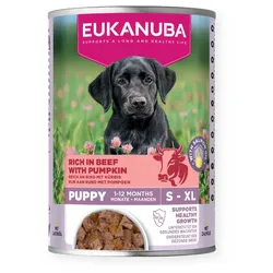 EUKANUBA Nassfutter für Welpen, reich an Rindfleisch und Kürbis 400g