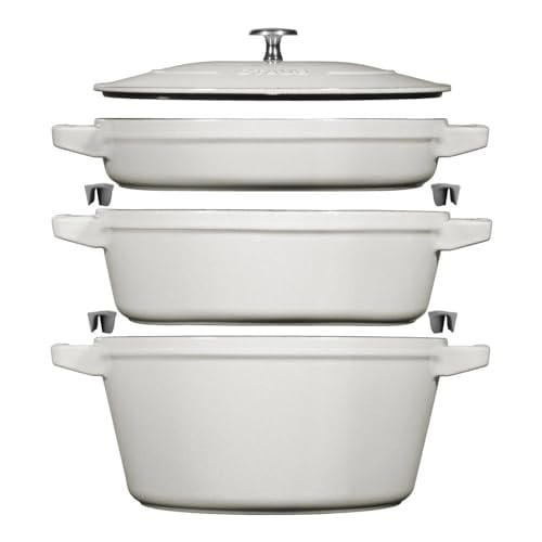STAUB 5-delige stapelbare kook- en pannenset in White Truffle