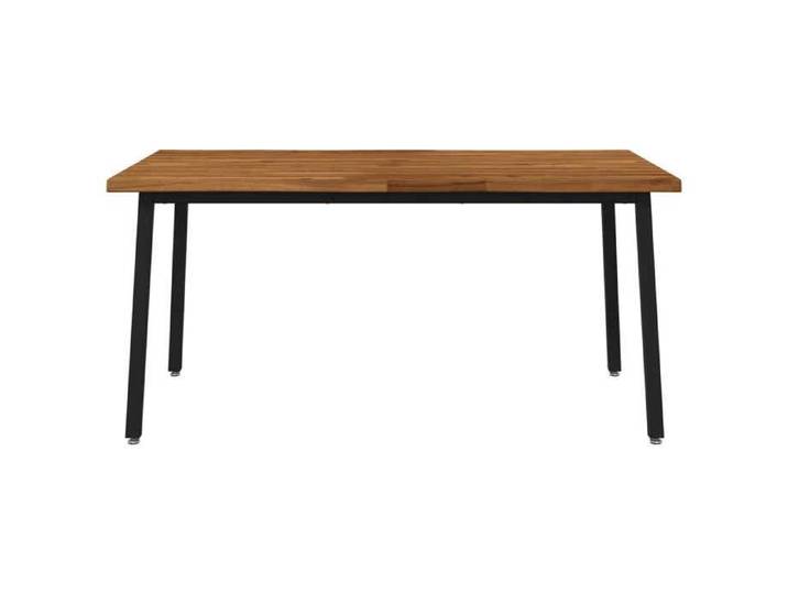Table à manger en bord vivant - UU - Bois d'acacia massif - Naturel et noir - Bord vivant - 140x90x75 cm uni69l