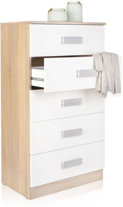 duehome Sinfonier de 5 cajones 60x108,5 cm Kamik - Roble Nordico - Blanco