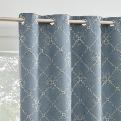 Sun Zero Adria Trellis Embroidered Total Blackout Grommet 1-Piece Curtain Panel, Single Panel