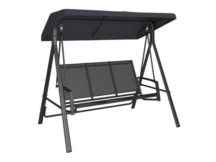 Ambia Garden Hollywoodschaukel, Anthrazit, Grau, Schwarz, Metall, 190x176x122 cm, Gartenmöbel, Gartenliegen, Schaukelliegen