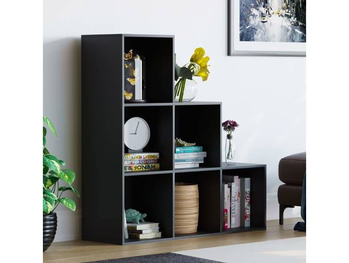 Meuble etagere Vida designs - 3331520 - Durham Escalier Bibliotheque Etagere de Rangement Meuble de Salon (6 Cubes Noir)