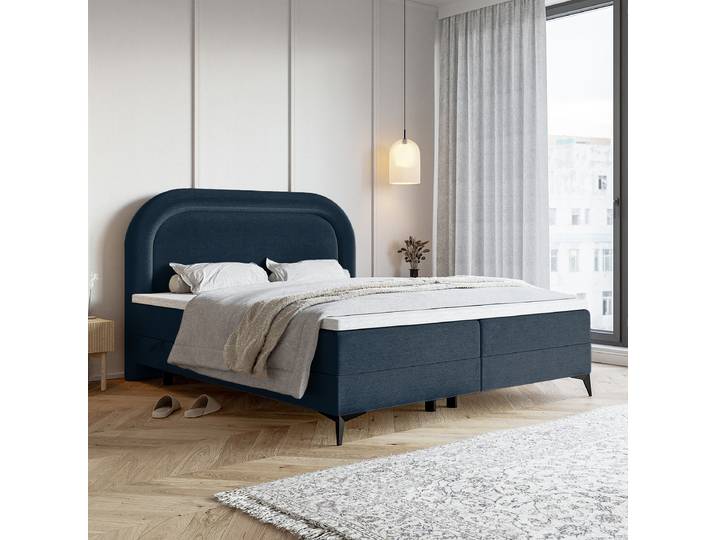 Boxspringbett Loreo 140 x 200cm Samt Velina Blau