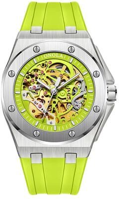 Inspired Finds ONOLA Luxury Automatic Mechanical Watch Waterproof Sports Men's Wristwatch With Luminous Dial silver Green