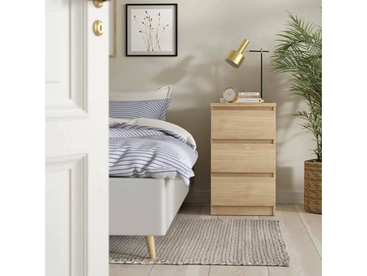 Dmora - Kommode Ameline, Mehrzweckkommode, Schlafzimmerkommode, Schrank mit Schubladen, 50x40 h70 cm, helle Eiche
