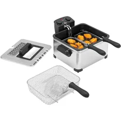 Fritteuse mit 5L Kapazität, Einstellbare Temperatur & Timer, Sichtfenster, 2000W