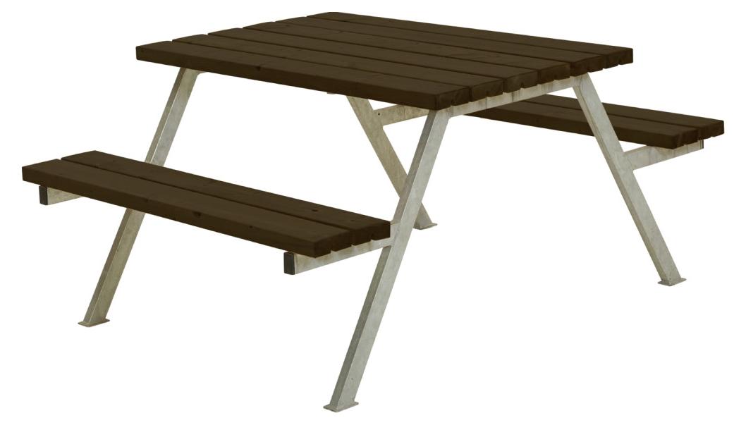 Plus Picknicktisch Alpha Stahl-Holz 118 x 161 x 73 cm schwarz