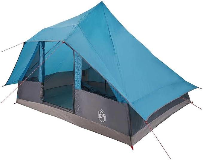 Tipi Zelt 10 Personen Familienzelt, 364 x 281 x 257 cm Pyramidenzelt aus TAFT, winddichtes Campingzelt mit Stahlgestänge für Garten und Outdoor Ausflüge, Grau Orange