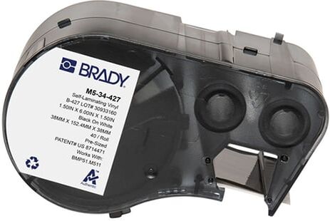 Brady M5-34-427 etiquetas de vinil laminado preto sobre branco 38,10 mm x 152,40 mm