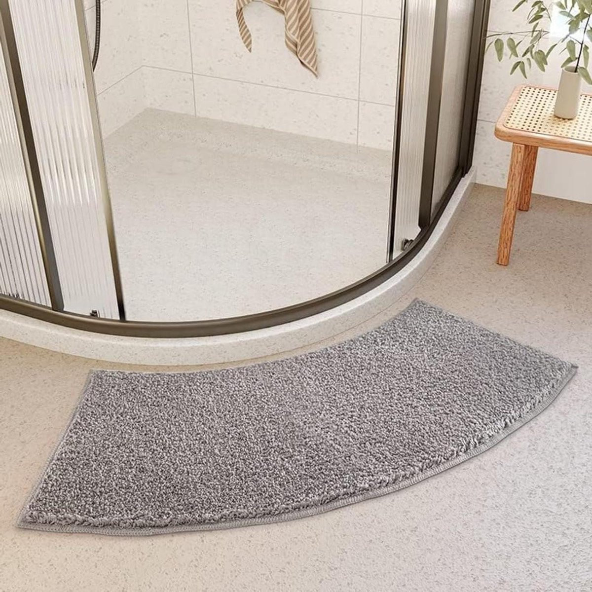 Grijs Gebogen douchemat - Antislip badkamertapijt - 40 x 100 cm