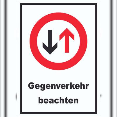 HB-Druck Schild Verkehrszeichen 208 Gegenverkehr A1 Rückseite selbstklebend