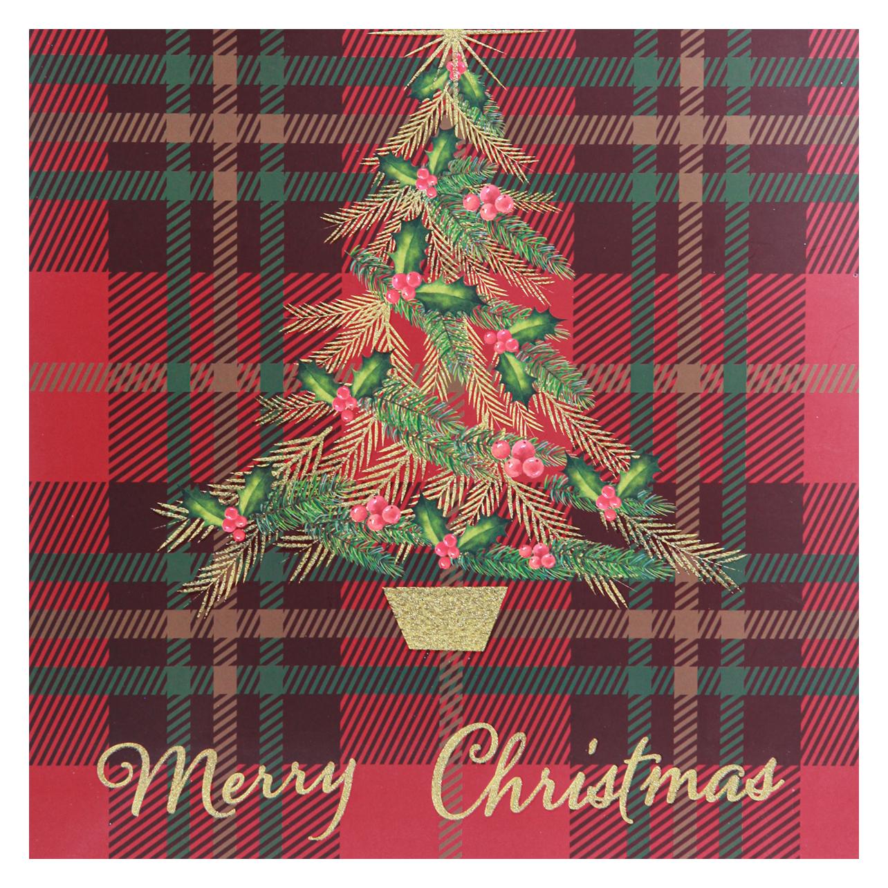 Viana Weihnachtstüte kariert mit Christbaum (4x) (461814)