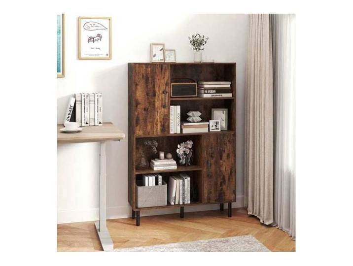 Buffet de cuisine avec 4 compartiments ouverts et 2 portes commode marron